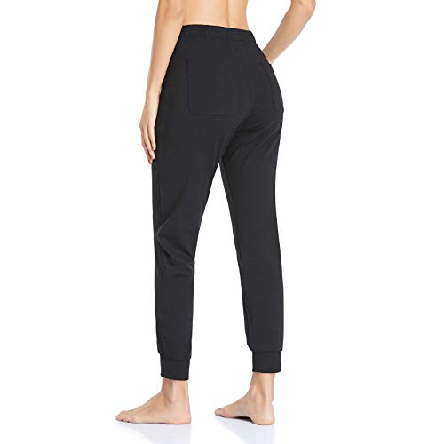 Vimbloom Pantalón Chándal Mujer Pantalones Deportivos Largos Pantalones Jogging Algodón Elastica con Bolsillos para Correr Jogger Casual Fitness VI946 (Negro, L)