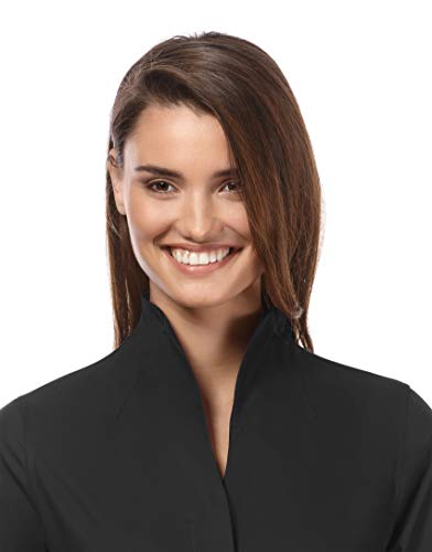 Vincenzo Boretti Camisa de Mujer, Corte Ligeramente más angosto, 100% algodón, Manga-Larga, Cuello cáliz, Lisa, fácil de Planchar, Elegante y clásica Negro 34