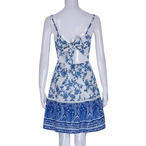 Vintage Boho Women Summer Sleeveless Beach Printed Short Mini Dress