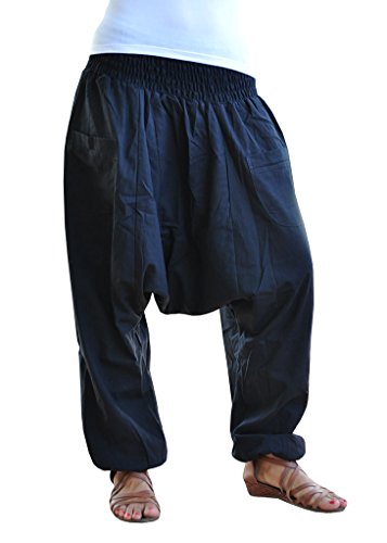 virblatt Pantalones cagados Color único Talla única con Entrepierna Profunda Unisex S – L Pantalones Harem para el Verano con Bolsillos con Cremallera – Unüberlegt bl