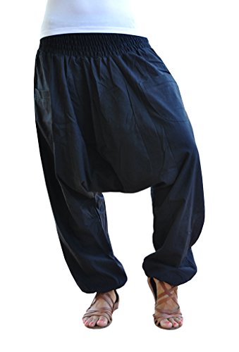 virblatt Pantalones cagados Color único Talla única con Entrepierna Profunda Unisex S – L Pantalones Harem para el Verano con Bolsillos con Cremallera – Unüberlegt bl