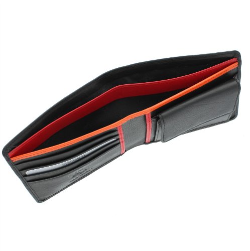 Visconti Colección Bond "M" Cartera de Cuero para Hombre BD10 Bloqueo RFID Negro/Naranja/Rojo
