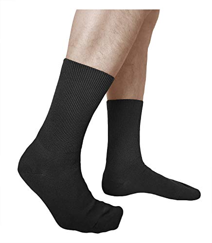 vitsocks Calcetines Extra Anchos No Aprieten Hombre (3 PARES) Piernas Tobillos Hinchados, negro, 44-46