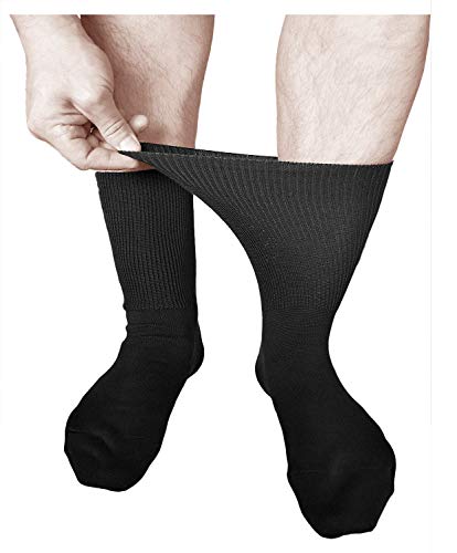 vitsocks Calcetines Extra Anchos No Aprieten Hombre (3 PARES) Piernas Tobillos Hinchados, negro, 44-46