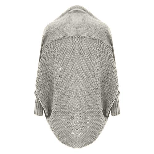 VJGOAL Otoño e Invierno para Mujer Casual Bat Manga Tejida Chaqueta de Punto Cardigan Jecket suéter de Manga Larga Suelta（Un tamaño，Gris）