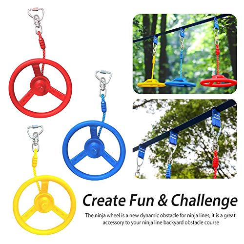 Volante de escalada para interior y exterior con cuerda para niños que oscilan en la rueda de entrenamiento de ninja Easy USE que desarrolla la coordinación de la fuerza del tronco., azul