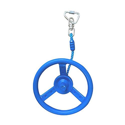 Volante de escalada para interior y exterior con cuerda para niños que oscilan en la rueda de entrenamiento de ninja Easy USE que desarrolla la coordinación de la fuerza del tronco., azul