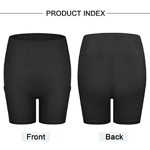 Voqeen Pantalones Cortos de Yoga con Bolsillos de Cintura Alta, para Mujer, Bolsillos para Control de Barriga, Pantalones de Entrenamiento, Pantalones Casuales (Negro, XL)