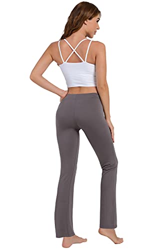 Voqeen Pantalones de Yoga Bootcut Mujer Modal Pantalones Deportivos Alta Cintura Elásticos Leggins Anticeluliticos Control de Barriga Cordón Pantalones de Trabajo (Negro, L)