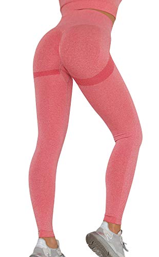 Voqeen Sexy Pantalones de Yoga de Punto Sin Costuras Mujeres Damas de Cintura Alta Leggings de Gimnasio Booty Scrunch Pantalones de Control de Barriga Gruesos Entrenamiento Correr Medias deportivas