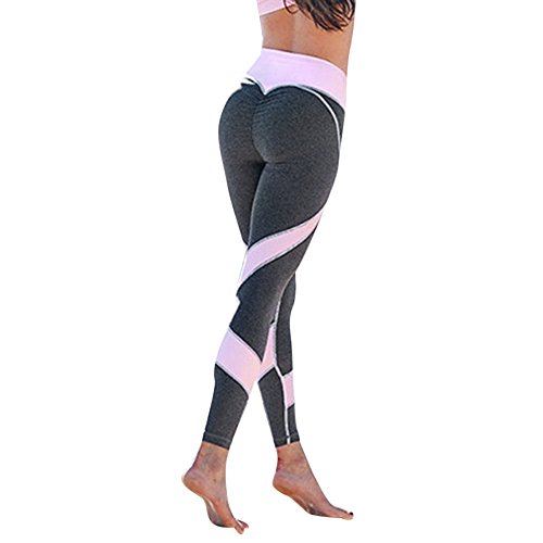 VPASS Mujer Pantalones,Elásticos Arbol Impresión Pantalones de Yoga Mujer Fitness Mallas Gym Yoga Slim Fit Pantalones Largos Pantalones Leggings Cintura Alta Deportivos Running Pantalon (Rose, M)