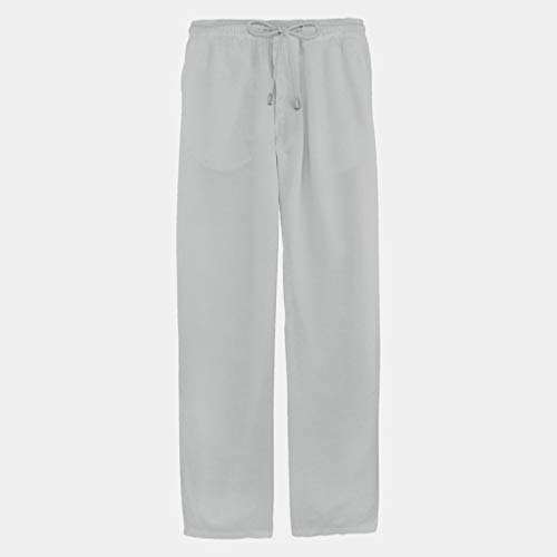 VPASS Pantalones Hombre Verano Casuales Moda Deportivos Algodón y Lino Pants Color sólido Jogging Pantalon Fitness Suelto Pantalones Largos Pantalones Ropa de Hombre
