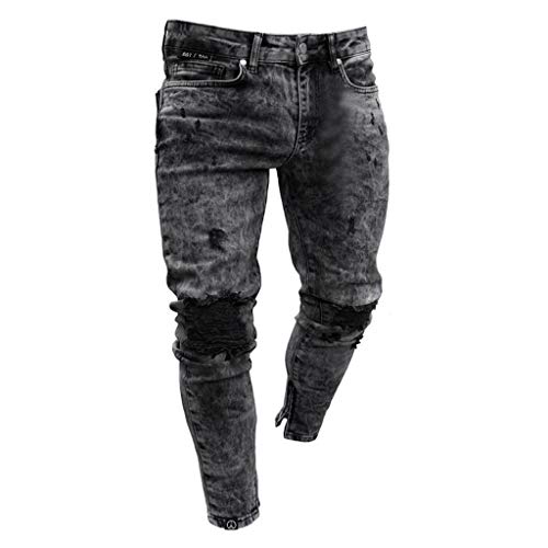 VPASS Pantalones Vaqueros para Hombre,Pantalones Casuales Moda Jeans Rotos Trend Largo Pantalones Pants Skinny Pantalon Fitness Jeans Largos Pantalones Ropa de Hombre