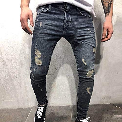 VPASS Pantalones Vaqueros para Hombre,Pantalones Casuales Moda Jeans Sueltos Ocasionales Elásticos Pantalon Fitness Pants Largos Pantalones Ropa de Hombre