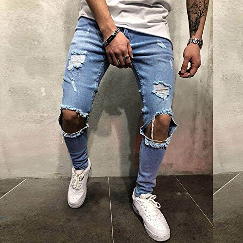 VPASS Pantalones Vaqueros para Hombre,Pantalones Casuales Moda Jogging Jeans Rotos Trend Largo Pantalones Pants Skinny Pantalon Fitness Jeans Largos Pantalones Ropa de Hombre