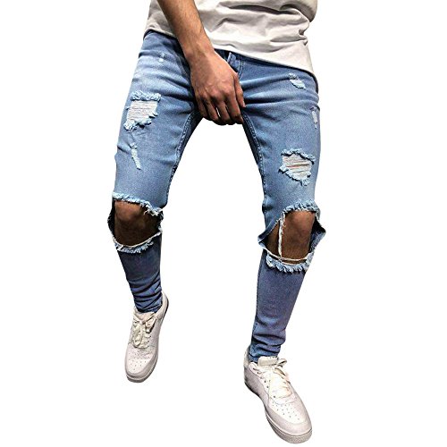 VPASS Pantalones Vaqueros para Hombre,Pantalones Casuales Moda Jogging Jeans Rotos Trend Largo Pantalones Pants Skinny Pantalon Fitness Jeans Largos Pantalones Ropa de Hombre