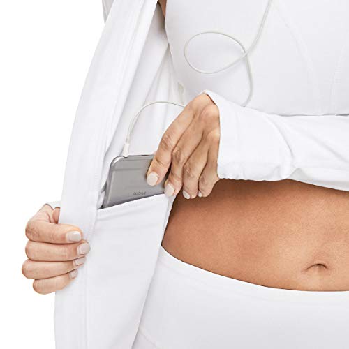VUTRU Chaqueta Deportiva Mujer Ajustado Manga Larga Chaquetas de Running Chaqueta de Yoga con Orificios para los pulgares Blanco XXL