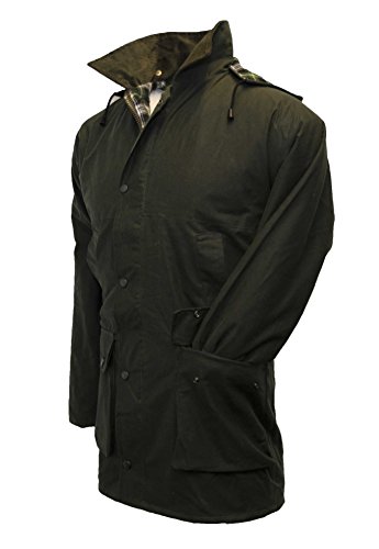Walker and Hawkes - Chaqueta sin Acolchado para Hombre - Abrigo Encerado Ideal para Cazar - Estilo campiña Inglesa - Verde Oliva - XXX-Large