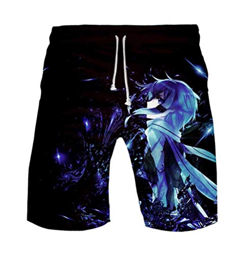 WANHONGYUE Anime Sword Art Online Kirito Sao Trajes de Baño Shorts de Playa Hombre 3D Imprimir Pantalones Corto Beach Board Shorts Swim Trunks 1099/8 M
