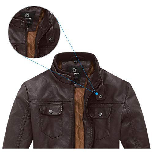 Wantdo Cazadora Aviador Invierno Cuero Hombre Marrón XX-Large