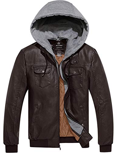 Wantdo Cazadora Aviador Invierno Cuero Hombre Marrón XX-Large