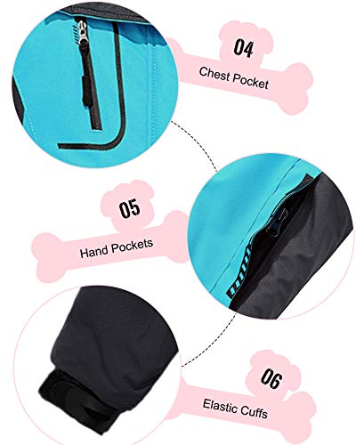 Wantdo Chaqueta de Esquí Abrigo Windbreaker Paño Suave Parka Resistente al Agua para Acampar Viajar Chaqueta de Bolsillos Múltiples Cremallera para Niñas Azul Saboya Claro 152-158