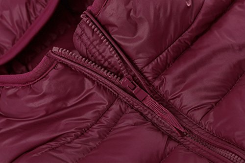 Wantdo Chaqueta de Pluma Ultra Ligero Plumiferos Cálido Capucha Otoño Chaqueta de Plumón Ajustada de Moda Chaqueta de Pluma de Montaña Antiviento Mujer Rojo Vino Small