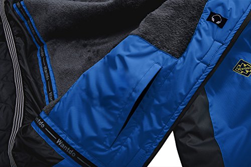 Wantdo Chaqueta Forro de Vellón Grueso Suave Parka Nieve Calefacción Invierno Abrigo Ligero Entretiempo Chaqueta para Acampar Senderismo para Hombre Azul Small