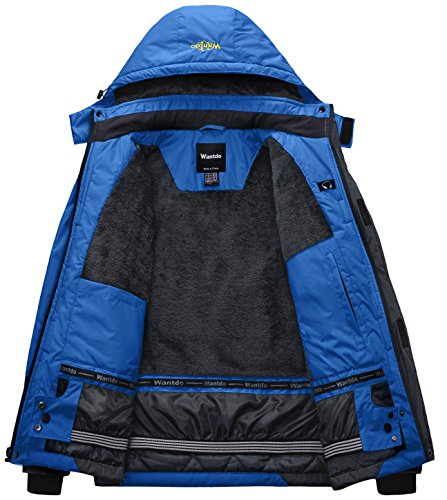 Wantdo Chaqueta Forro de Vellón Grueso Suave Parka Nieve Calefacción Invierno Abrigo Ligero Entretiempo Chaqueta para Acampar Senderismo para Hombre Azul Small