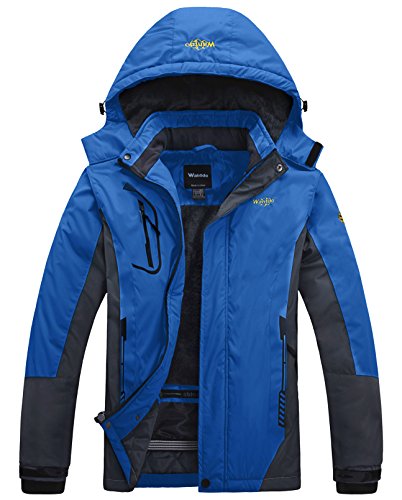 Wantdo Chaqueta Forro de Vellón Grueso Suave Parka Nieve Calefacción Invierno Abrigo Ligero Entretiempo Chaqueta para Acampar Senderismo para Hombre Azul Small