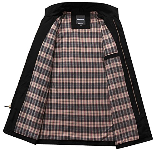 Wantdo Chaqueta Militar Otoño Chaqueta Cuello Alto Sahariana Rompevientos Cremallera Delgada Chaqueta Informal con Botón Hombres Negro Large