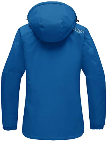 Wantdo Chaquetas de Esquí Aislante Resistente al Agua Parka Cálida con Capucha Ajustable Extraíble Cazadora Trabajo Viaje Acampar Chaquetas Nieve Snowboard para Mujer Azul Saboya Large