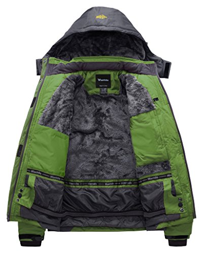 Wantdo Chaquetas de Esquí Resistente al Agua Montaña Abrigo Snowboard para Exteriores Chaqueta Aislada con Vellón Cálida Invierno Parka de Nieve con Capucha para Mujer Verde Oliva Small