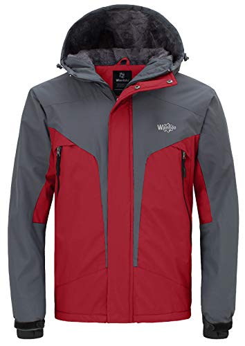 Wantdo Parka Cálida Forro Polar con Capucha Chaquetas de Senderismo Deportiva Invierno Ski Jacket Montaña Senderismo Abrigo Ligero Entretiempo para Hombre Gris Oscuro X-Large