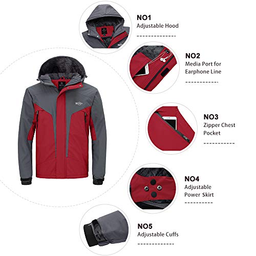 Wantdo Parka Cálida Forro Polar con Capucha Chaquetas de Senderismo Deportiva Invierno Ski Jacket Montaña Senderismo Abrigo Ligero Entretiempo para Hombre Gris Oscuro X-Large