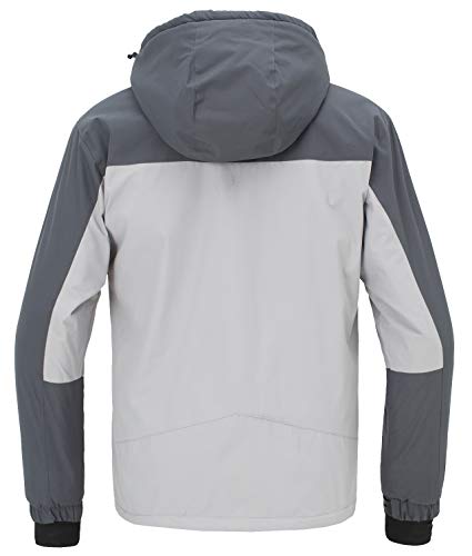 Wantdo Parka de Nieve con Capucha Abrigo Bolsillos Múltiples Cremallera Chaqueta Resistente al Agua para Exteriores Chaqueta Cálida con Capucha Integrada para Hombre Gris Oscuro Small