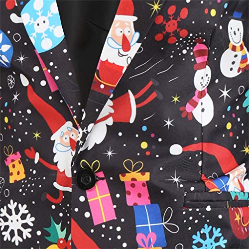 waotier Blazers Traje de Navidad para Hombres Estampado de Elementos navideños Chaqueta A Juego Novedad Muñecos de Nieve Adultos Fantasía Navidad