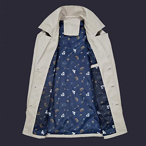 waotier Trench Coat Rompevientos Abrigo Moda Hombre Otoño Invierno Exterior Sección Media y Larga Cazadora de un Solo Pecho Chaqueta Gruesa cálida