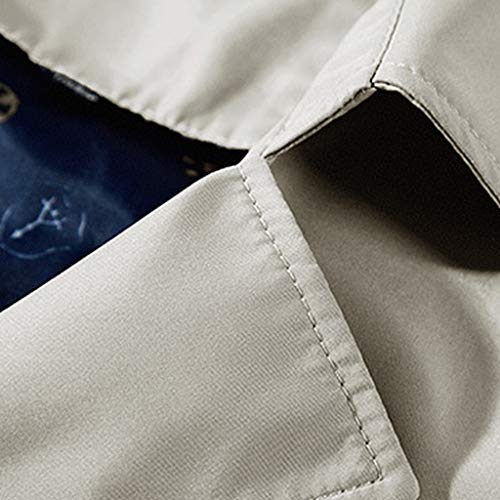 waotier Trench Coat Rompevientos Abrigo Moda Hombre Otoño Invierno Exterior Sección Media y Larga Cazadora de un Solo Pecho Chaqueta Gruesa cálida