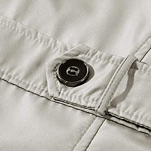 waotier Trench Coat Rompevientos Abrigo Moda Hombre Otoño Invierno Exterior Sección Media y Larga Cazadora de un Solo Pecho Chaqueta Gruesa cálida