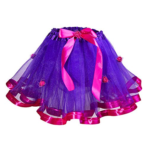 Wapakids Falda, tutus, Tull de ballet para niñas color purpura con fucsia