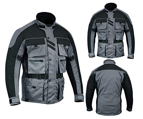 Warrior Gears® - Chaqueta de motocicleta con 6 bolsillos para hombre, diseño de guerrero, de alta visibilidad, con armadura CE | Chaquetas impermeables