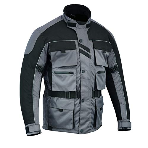 Warrior Gears® - Chaqueta de motocicleta con 6 bolsillos para hombre, diseño de guerrero, de alta visibilidad, con armadura CE | Chaquetas impermeables