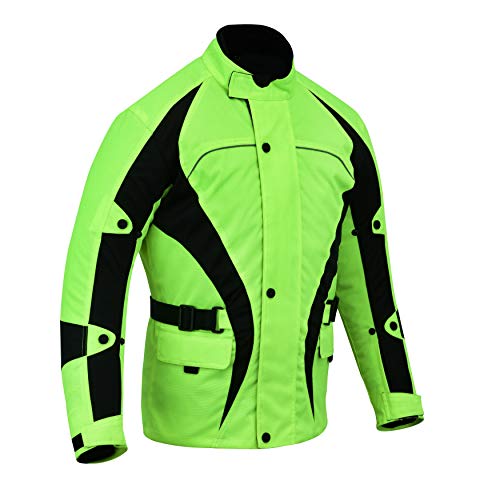 Warrior Gears® - Chaqueta de motocicleta para hombre, guerrero, textil, carreras, moto de alta visibilidad, blindada CE | Chaquetas impermeables