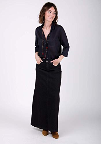 Wash Clothing Company Falda Vaquera Larga - Negro Mujers Denim Falda de Mezclilla Jean SKIRT59-UK 22