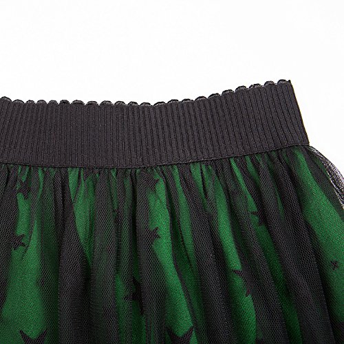 WDDBSQ Falda De Tul/Malla/Gala/Banquete/Fiesta/Vestido/Malla/Falda/La Cintura Elástica De Las Mujeres Una Palabra/Tutu/Star/Falda De Malla Gran Patio/Falda /, 3XL, Verde