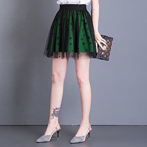 WDDBSQ Falda De Tul/Malla/Gala/Banquete/Fiesta/Vestido/Malla/Falda/La Cintura Elástica De Las Mujeres Una Palabra/Tutu/Star/Falda De Malla Gran Patio/Falda /, 3XL, Verde