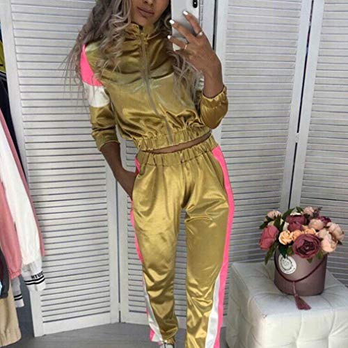 WEIMEITE Chándal de Mujer Sweatsuit Chaqueta de Cintura elástica Joggers de 2 Piezas Conjuntos de Dos Piezas de Moda Casual Top y Pantalones