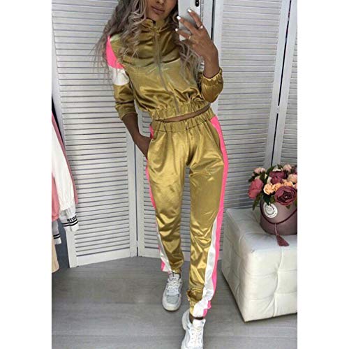 WEIMEITE Chándal de Mujer Sweatsuit Chaqueta de Cintura elástica Joggers de 2 Piezas Conjuntos de Dos Piezas de Moda Casual Top y Pantalones