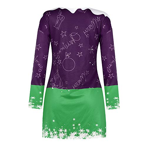 weishenghulian Vestido De Navidad para Mujer Fiesta De Navidad con Estampado De Navidad Vestido Largo Y Largo De Navidad Feo Adecuado para Fiestas De Halloween